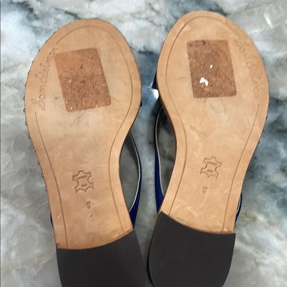 Sam Edelman navy satin flip flop black embellishment  with Bow Detail size 8 - Picture 5 of 5